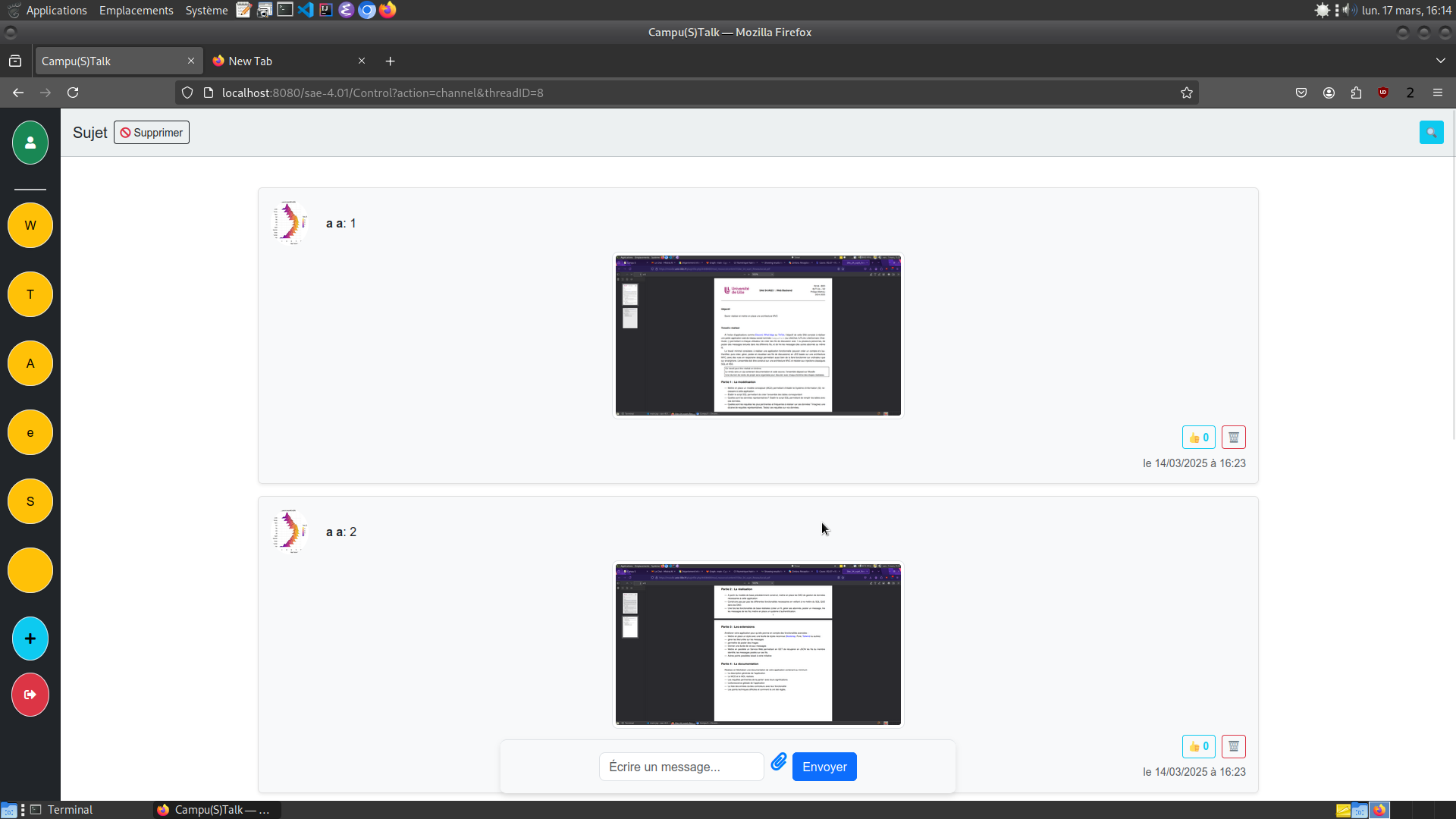 Aperçu d'un fil de discussion